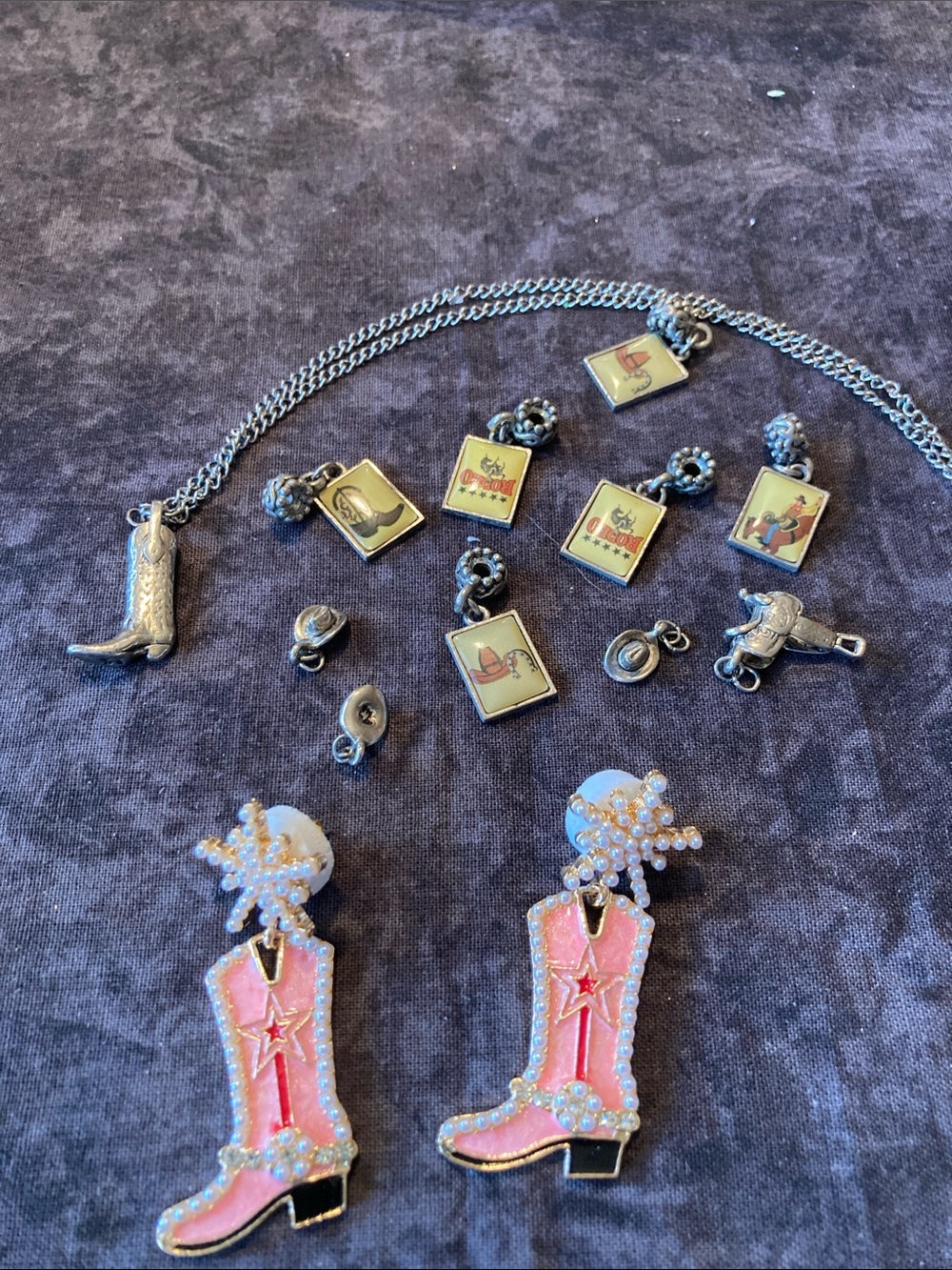 Cowgirl Jewelry Lot Earrings Necklace Charms